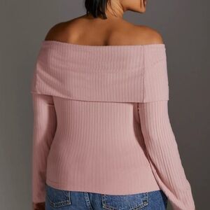 Anthropologie Pink Off-Shoulder Sweater